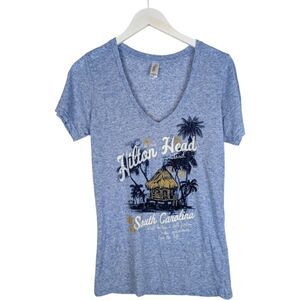 Hilton Head T-shirt V Neck Blue Heathered XL